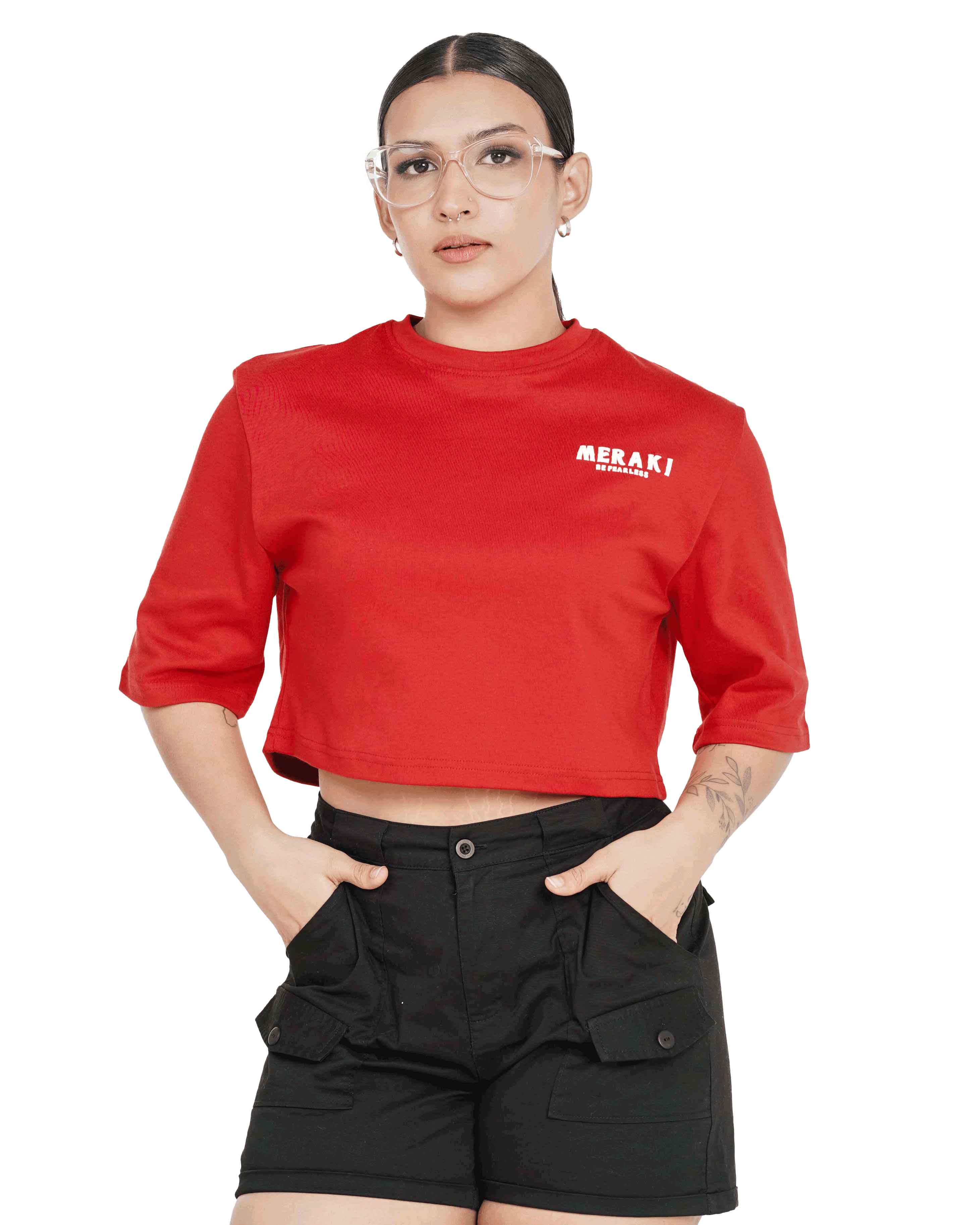 Fearless Oversize crop tee - Scarlet Red